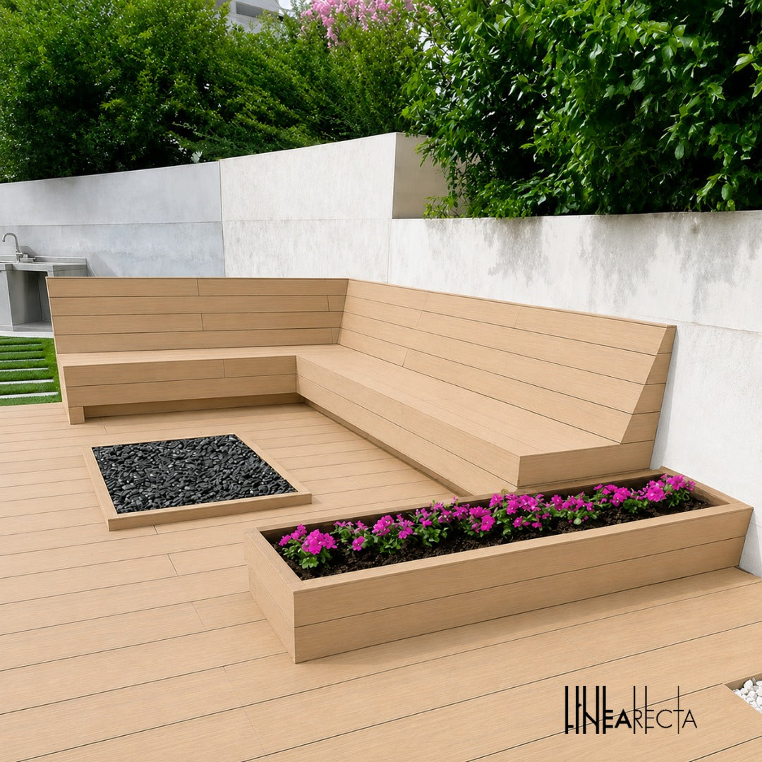 Deck Solido WPC tipo madera para exterior o interior.