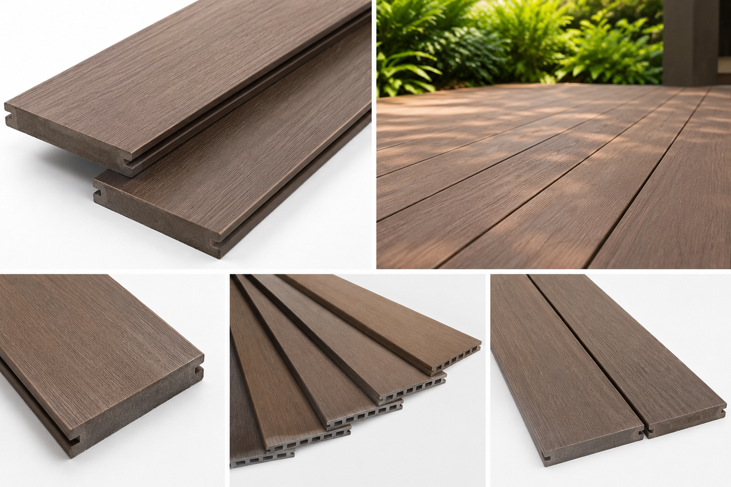 Deck Solido WPC tipo madera para exterior o interior.